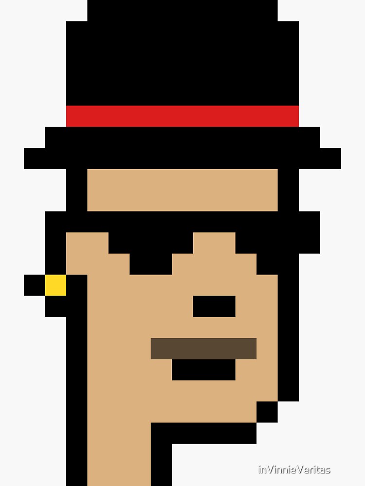 "CryptoPunk 1285 (Male with Mustache, earing and Top Hat wearing