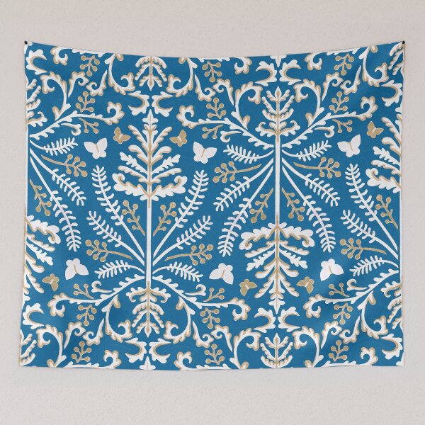 Item preview, Blue & White Grass Demask  designed and sold by TigaTiga.