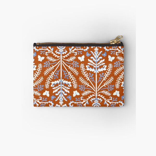 Item preview, Tangerine, Blue & White Grass Demask  designed and sold by TigaTiga.
