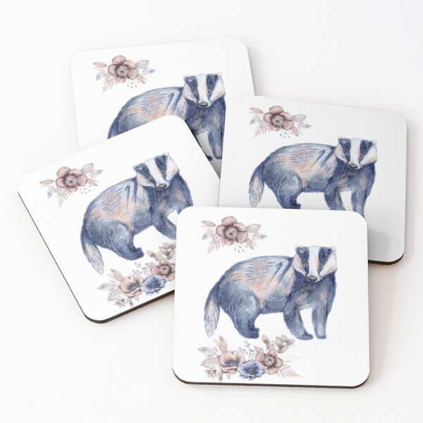 Item preview, Watercolor Badger And Flowers designed and sold by stickers-custom.