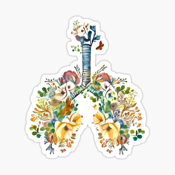 Item preview, Lungs with wild flowers watercolor shades of jellow, green and sand designed and sold by Collagedream.