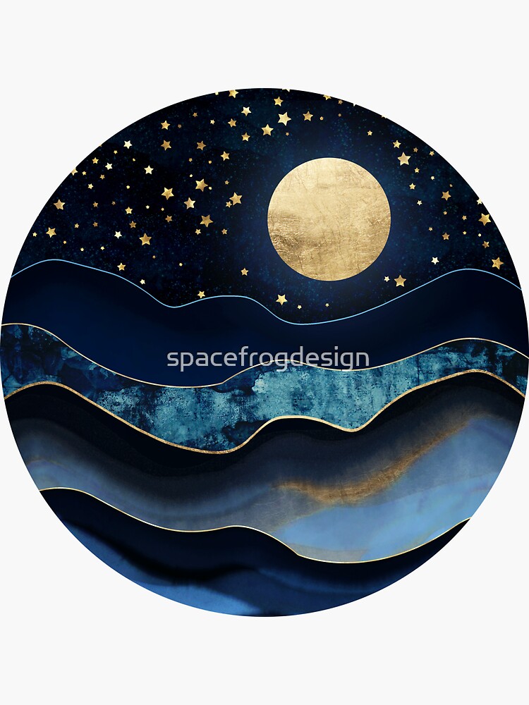 "Golden Moon" Sticker for Sale by spacefrogdesign Redbubble