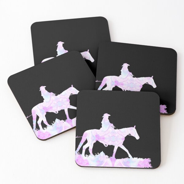Item preview, Pink Blue Marbled Western Horses designed and sold by FaithAndForest.