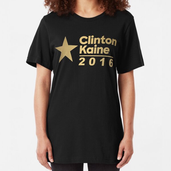 Clinton Kaine Logo 2016 Election Gold Tone Slim Fit T-Shirt