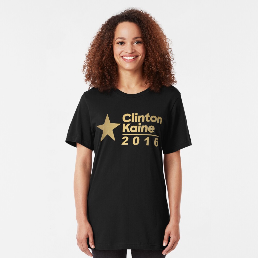 Clinton Kaine Logo 2016 Election Gold Tone Slim Fit T-Shirt