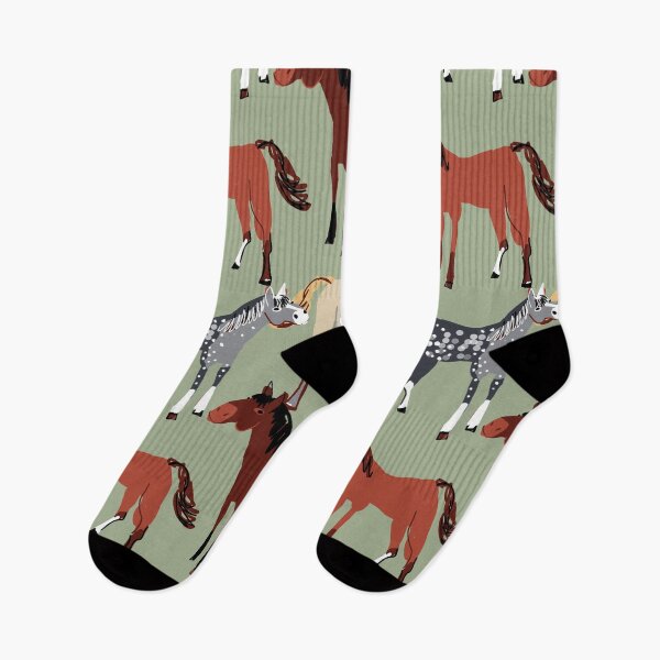 Item preview, Bay brown horse with light green pattern designed and sold by belettelepink.