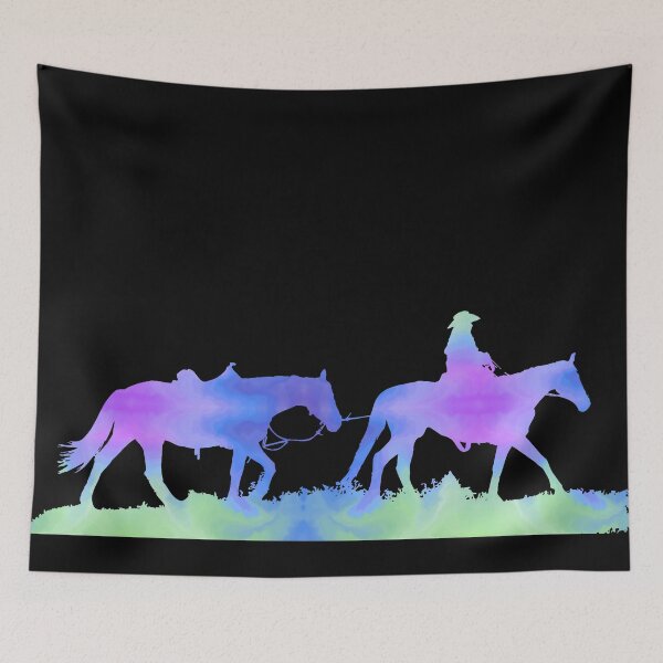 Item preview, Blue Purple Green Galaxy Western Horses designed and sold by FaithAndForest.