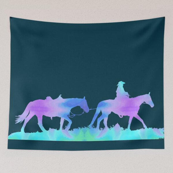 Item preview, Blue Purple Galaxy Western Horses designed and sold by FaithAndForest.