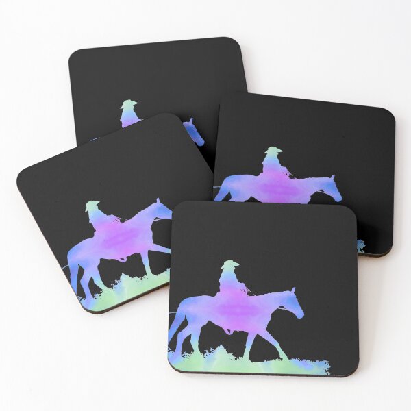 Item preview, Blue Purple Green Galaxy Western Horses designed and sold by FaithAndForest.