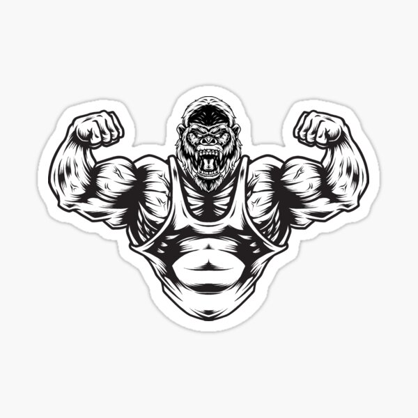 Strong ape gorilla gym workout fitness bodybuilding Sticker for