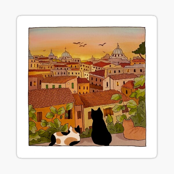 Journal of a Cat in Rome - Sunset from the Terrazza  Sticker