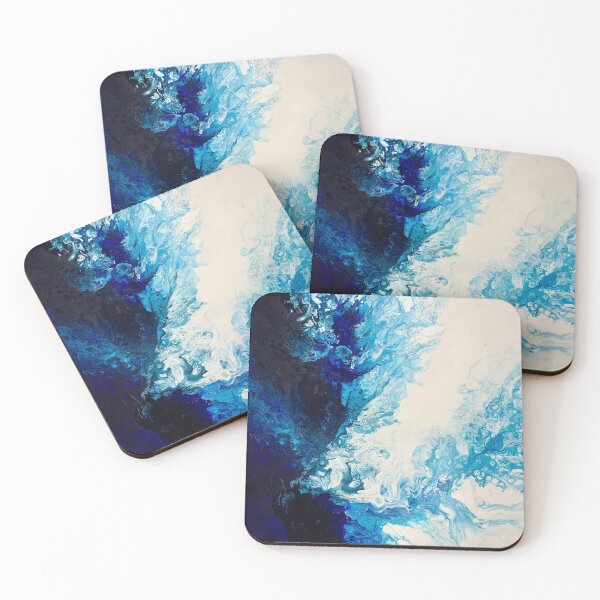 Item preview, Beautiful Ocean Inspired Shades of Blue Abstract Fluid Art  designed and sold by CrystalCoast.
