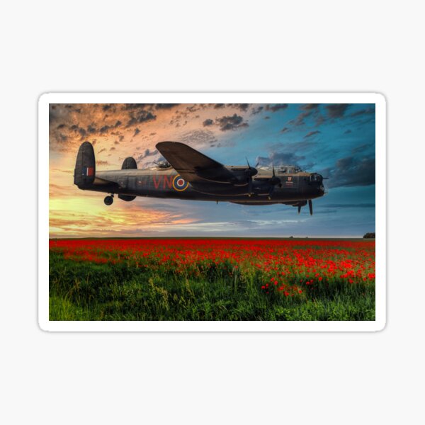 Lancaster Bomber Returning at Sunset Sticker
