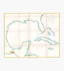 Vintage Map of The Gulf of Mexico (1852) Photographic Print
