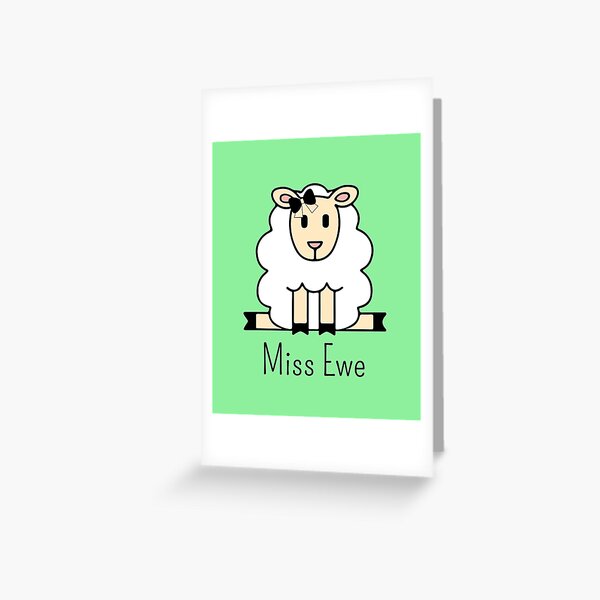 Miss You-Miss Ewe-I miss you-baby lamb  Greeting Card