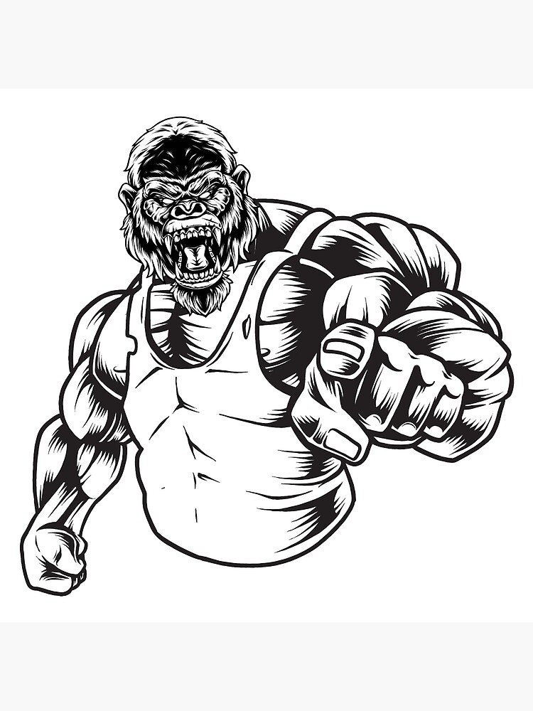 Strong ape gorilla gym workout bodybuilding fitness sport  Canvas