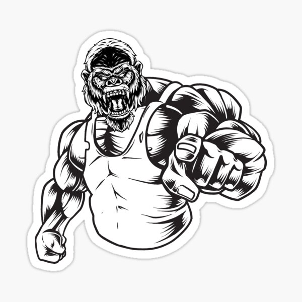 Strong ape gorilla gym workout fitness bodybuilding Sticker for