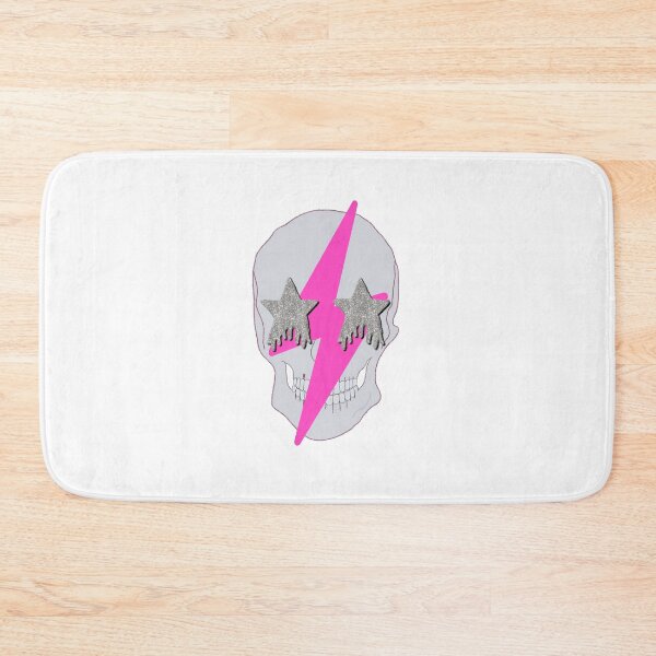 Item preview, pink lightning bolt glittery Star eyed skull designed and sold by mollsdesignss.