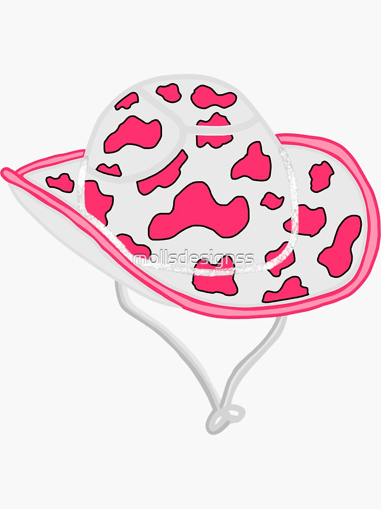 "pink cow print cowboy hat" Sticker for Sale by mollsdesignss | Redbubble