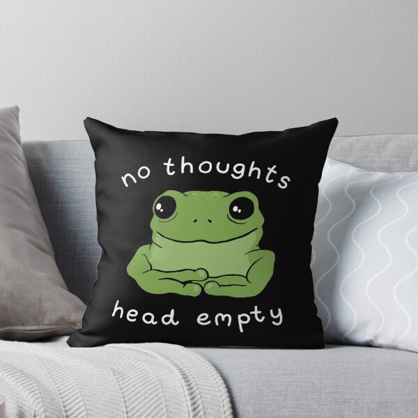Item preview, No Thoughts Head Empty Frog Meme: A Cute Mental Health Aesthetic with a Sad Big Eyed Kawaii Toad as a Green Froggy Face designed and sold by MinistryOfFrogs.
