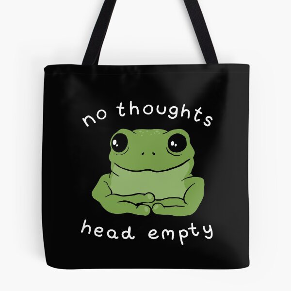 Item preview, No Thoughts Head Empty Frog Meme: A Cute Mental Health Aesthetic with a Sad Big Eyed Kawaii Toad as a Green Froggy Face designed and sold by MinistryOfFrogs.