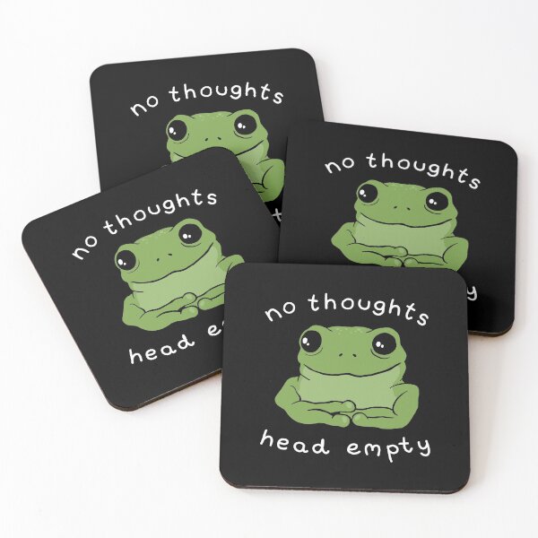 Item preview, No Thoughts Head Empty Frog Meme: A Cute Mental Health Aesthetic with a Sad Big Eyed Kawaii Toad as a Green Froggy Face designed and sold by MinistryOfFrogs.