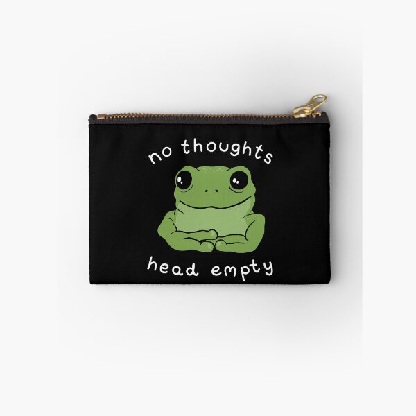 Item preview, No Thoughts Head Empty Frog Meme: A Cute Mental Health Aesthetic with a Sad Big Eyed Kawaii Toad as a Green Froggy Face designed and sold by MinistryOfFrogs.