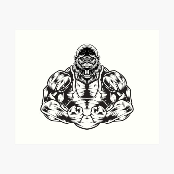 Strong ape gorilla gym workout bodybuilding fitness sport  Canvas