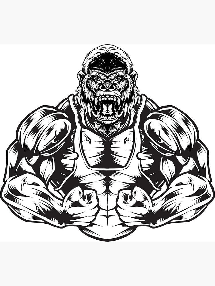 Strong ape gorilla gym workout fitness bodybuilding Sticker for