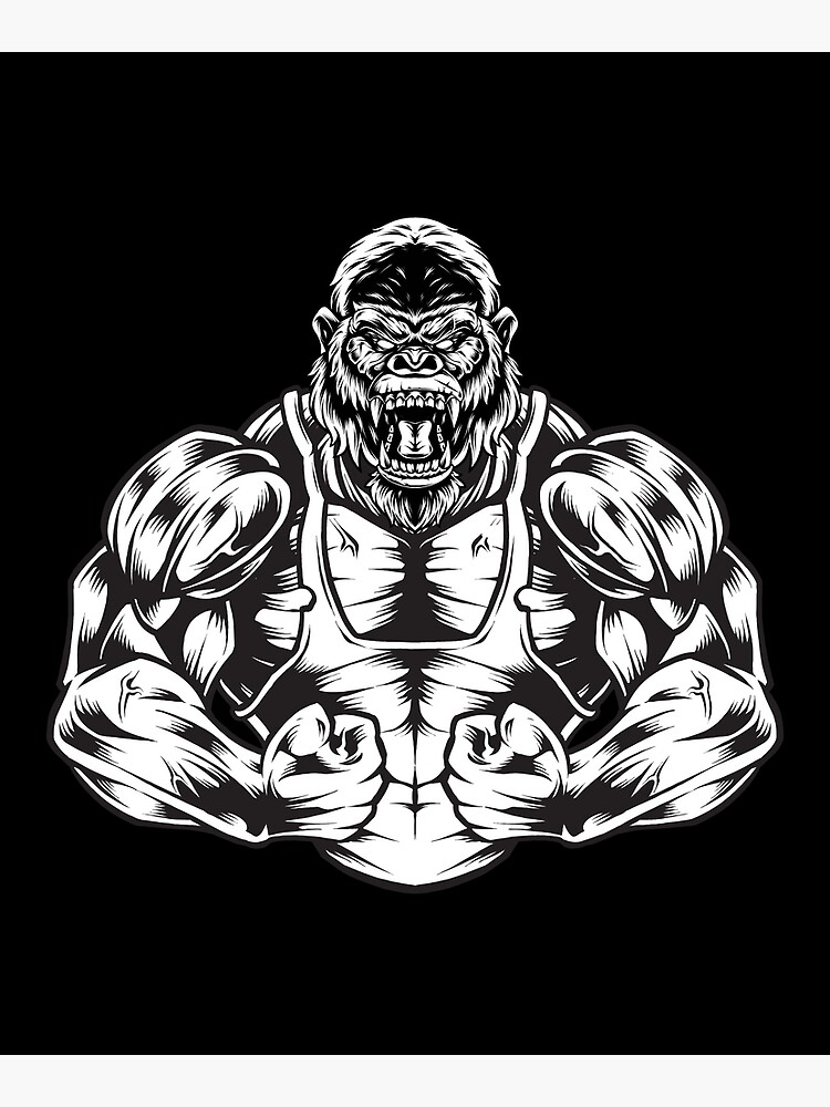 Strong ape gorilla gym workout bodybuilding fitness sport  Canvas