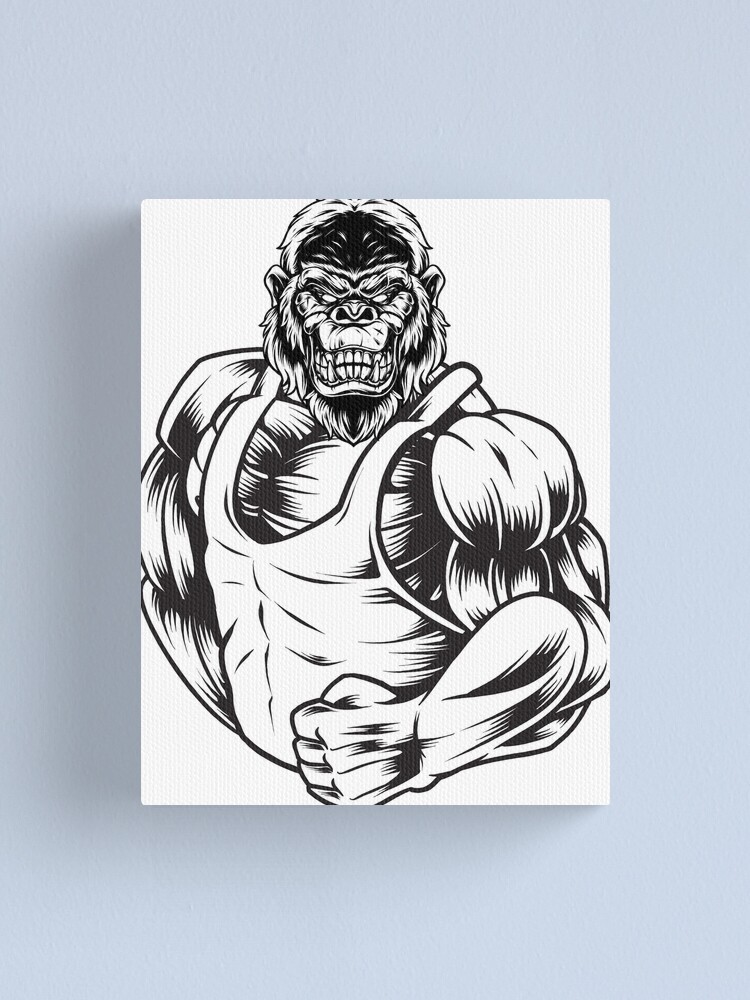 Strong ape gorilla gym workout bodybuilding fitness sport  Canvas