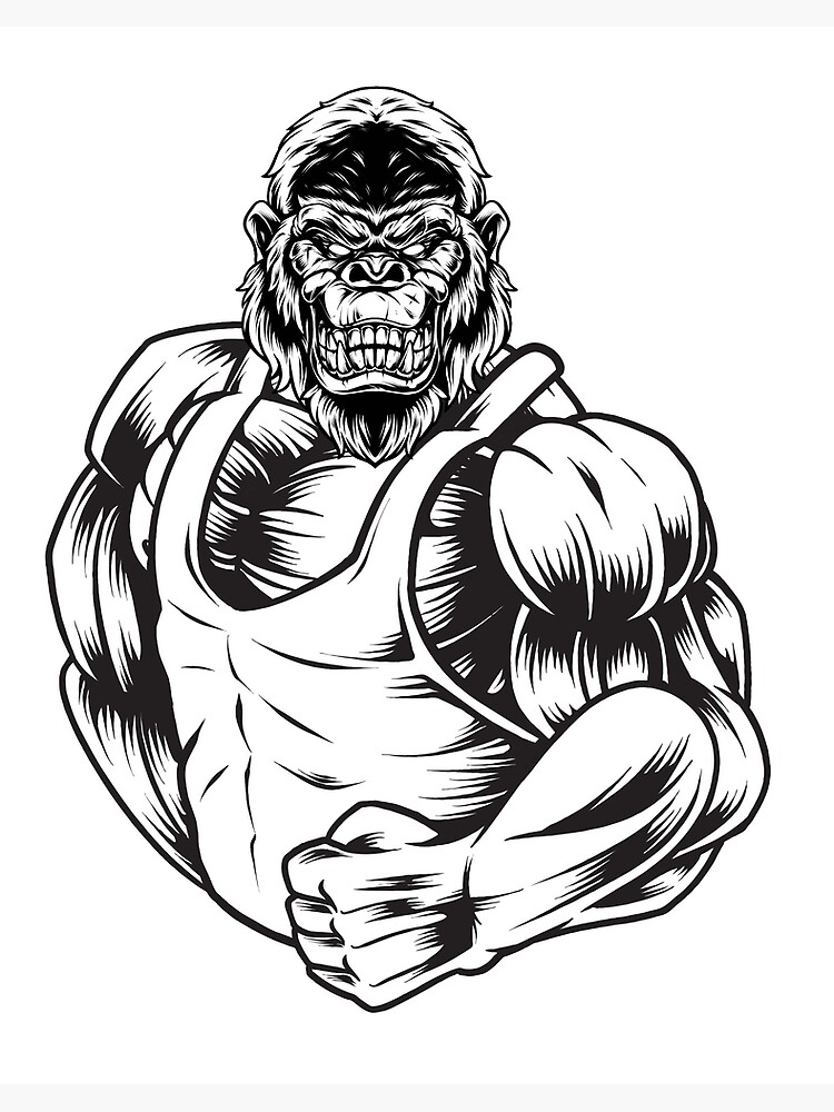 Strong ape gorilla gym workout fitness bodybuilding Sticker for