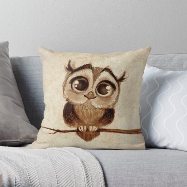 Doodles by David Kawena - Owl Throw Pillow
