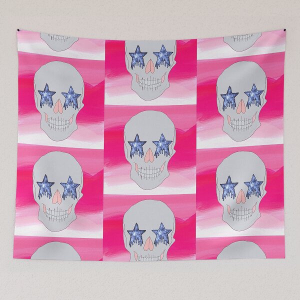 Item preview, pink star eyed skull designed and sold by mollsdesignss.