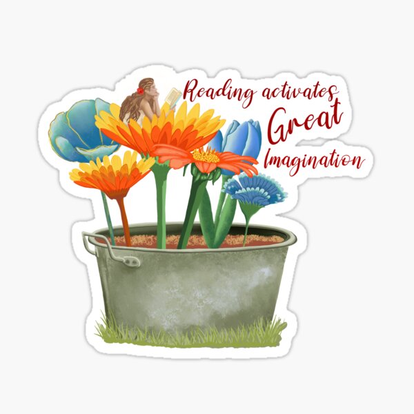 Reading activates great imagination Sticker