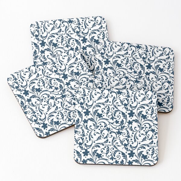 Item preview, Navy Blue Floral Damask Pattern designed and sold by thelustrous.