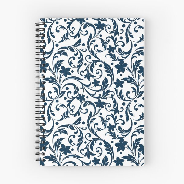 Item preview, Navy Blue Floral Damask Pattern designed and sold by thelustrous.