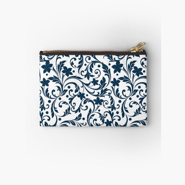 Item preview, Navy Blue Floral Damask Pattern designed and sold by thelustrous.