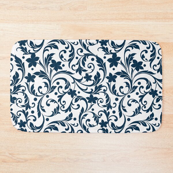 Item preview, Navy Blue Floral Damask Pattern designed and sold by thelustrous.