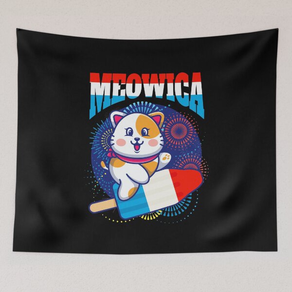 Item preview, Cute Meowica Patriotic Cat 4th of July designed and sold by Maria Garcia.