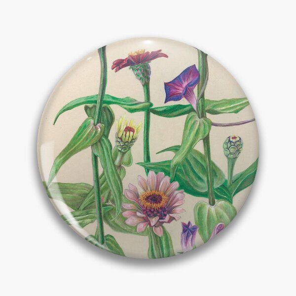 Item preview, Zinnias & Morning Glories (colored pencil) designed and sold by Carrie Carlson.