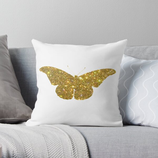 Multicolor 18x18 Butterflies Gifts by designsanddesigns White Pattern Pink Background Chic Butterfly Throw Pillow 