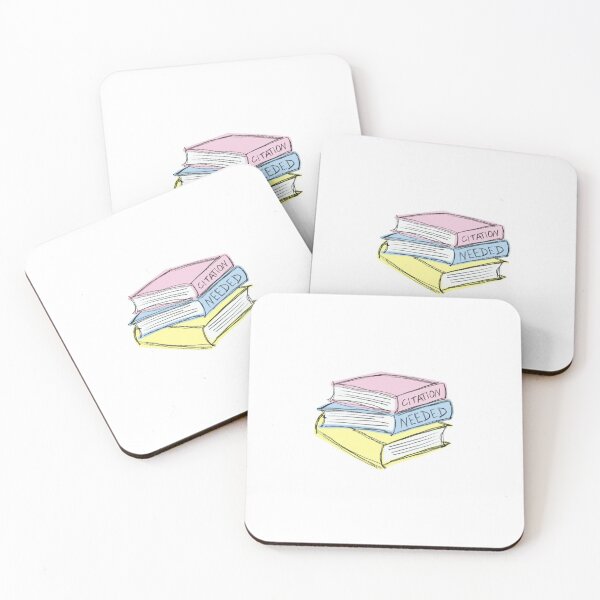 Citation Needed - Colorful Books (pastel) Coasters (Set of 4)
