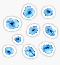 Blue Watercolor Flowers Sticker
