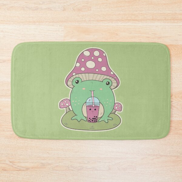 Item preview, Cottagecore Frog Drinking Boba Tea - Green designed and sold by GrimButterfly.
