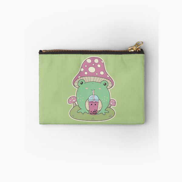 Item preview, Cottagecore Frog Drinking Boba Tea - Green designed and sold by GrimButterfly.