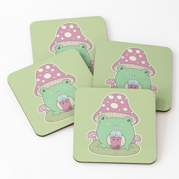 Item preview, Cottagecore Frog Drinking Boba Tea - Green designed and sold by GrimButterfly.