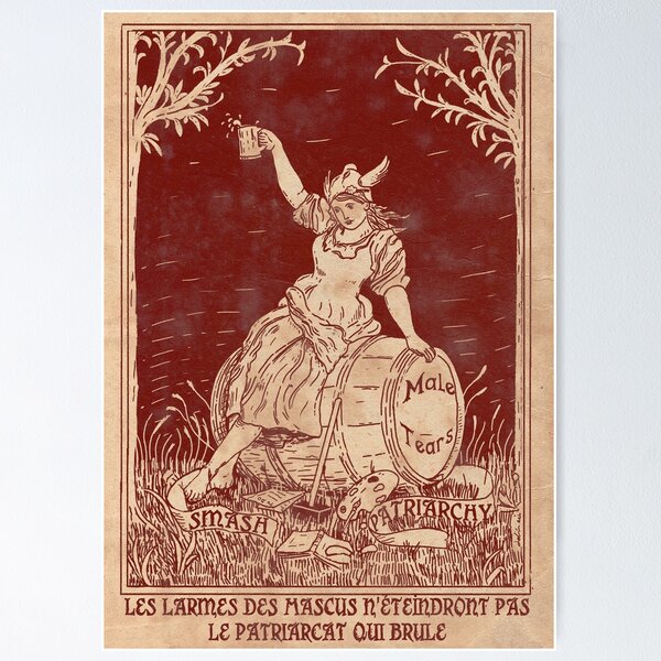 Item preview, Patriarchy & Male Tears - Feminist Poster - Red designed and sold by Loki Propagandart.