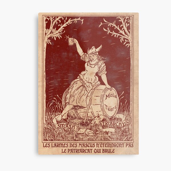 Patriarchy & Male Tears - Feminist Poster - Red Metal Print