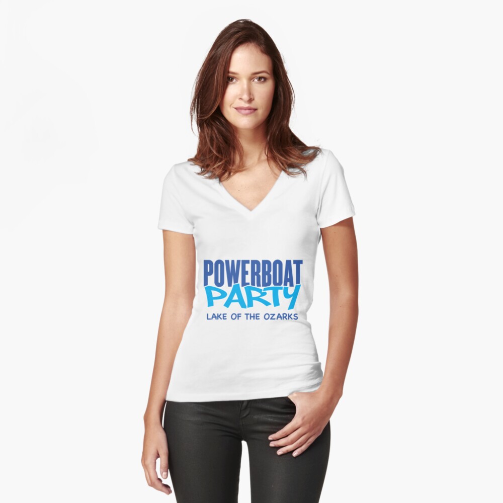 Item preview, Fitted V-Neck T-Shirt designed and sold by powerboatparty.
